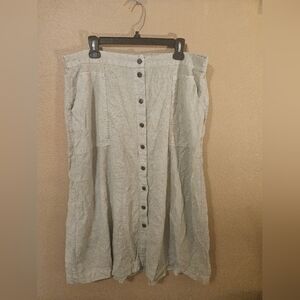UNIVERSAL THREAD Linen Blend Khaki Green Button Down Front Long Maxi Skirt Sz XL